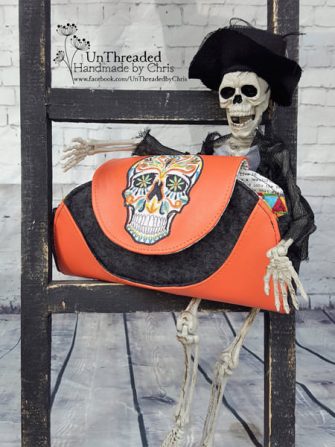 Skull orange and black Cleo Everyday Wallet - Andrie Designs