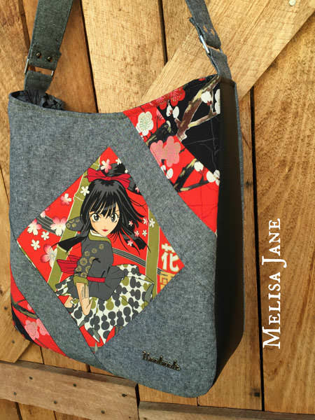 Oriental in red, grey and black Feature Me Everyday Tote - Andrie Designs
