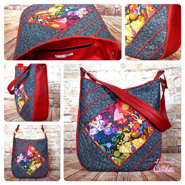 Alison-Glass-themed with red piping Feature Me Everyday Tote - Andrie Designs
