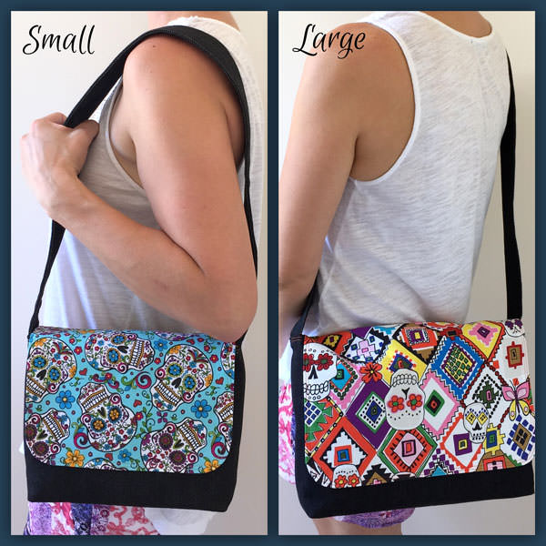 Size options for the Good-To-Go Messenger Bag - Andrie Designs