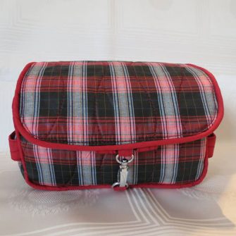 Classic red plaid Hang About Toiletry Bag - Andrie Designs