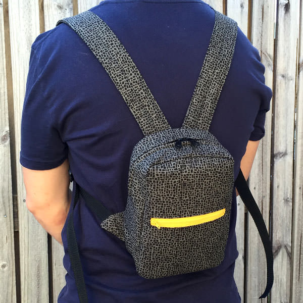 Grey with yellow zipper Little Freehand Pack - Andrie Designs