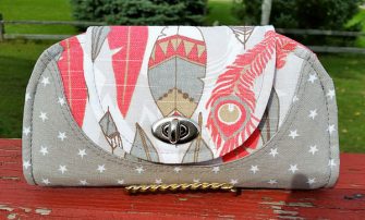 Grey and feathers including the turn lock hack Cleo Everyday Wallet - Andrie Designs