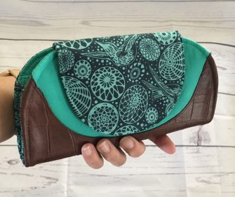 Mint green and brown leather Cleo Everyday Wallet - Andrie Designs