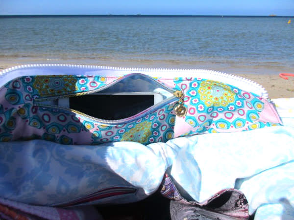 Inside view of the fairytale Summer Lovin' Beach Tote - Andrie Designs