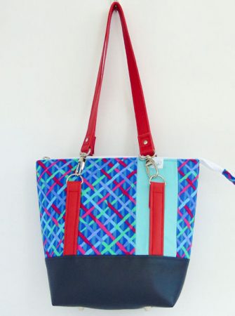 Blue and red cross hatch Classic Carryall Handbag & Tote - Andrie Designs