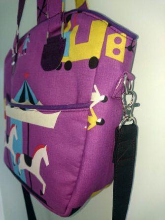 Side view of the purple Creative's Tote - Andrie Designs