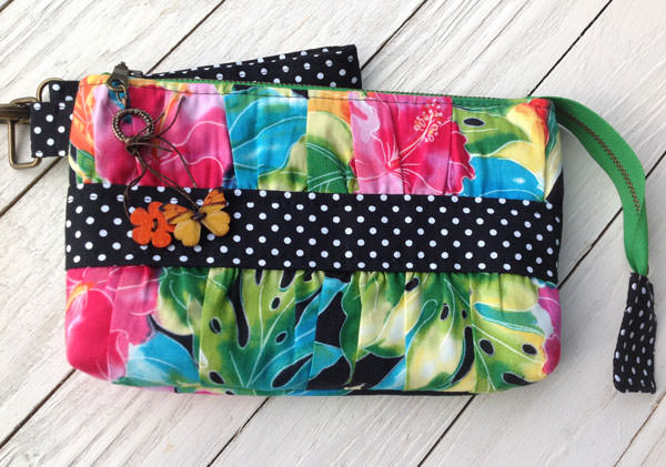 Beautiful floral and black with white spot Gather Me Up Clutch - Andrie Designs