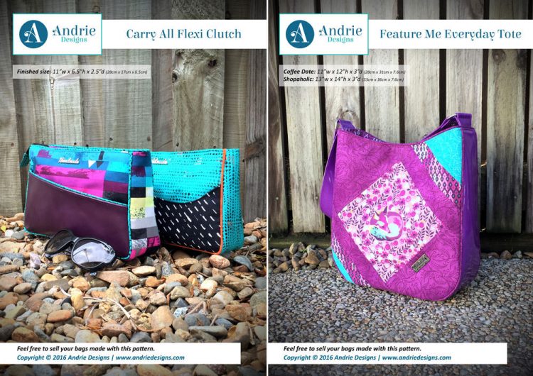 Carry All Flexi Clutch & Feature Me Everyday Tote Pattern Set - Andrie Designs