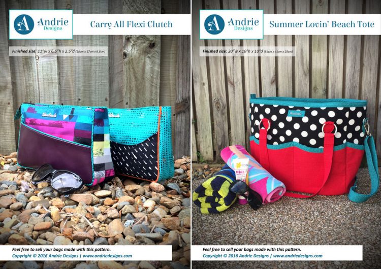 Carry All Flexi Clutch & Summer Lovin' Beach Tote Pattern Set - Andrie Designs