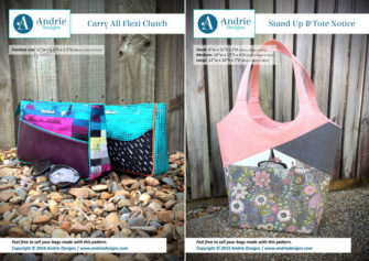 Carry All Flexi Clutch & Stand Up & Tote Notice Pattern Set - Andrie Designs