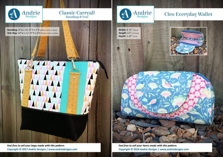 Classic Carryall Handbag & Tote & Cleo Everyday Wallet Pattern Set - Andrie Designs