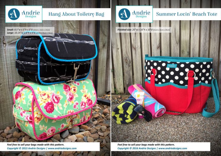 Hang About Toiletry Bag & Summer Lovin' Beach Tote Pattern Set - Andrie Designs