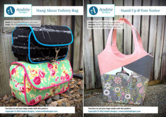 Hang About Toiletry Bag & Stand Up & Tote Notice Pattern Set - Andrie Designs