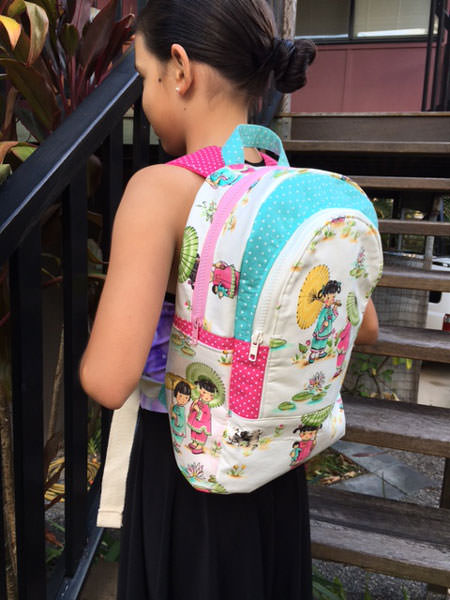 Love this pink, aqua and oriental Adventure Time Backpack - Andrie Designs