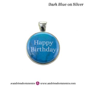 Dark Blue on Silver - Happy Birthday - Andrie Adornments