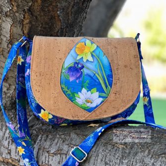Beautiful nature-themed print paired with natural cork for this Peekaboo Purse - Andrie Designs