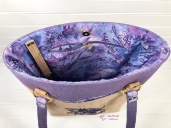 Inside the lavender and cork for this Classic Market Tote - Andrie Designs