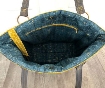 Inside the beautiful earthy tones Classic Market Tote - Andrie Designs