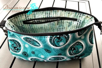 Inside the teal and black V Pouch - Andrie Designs