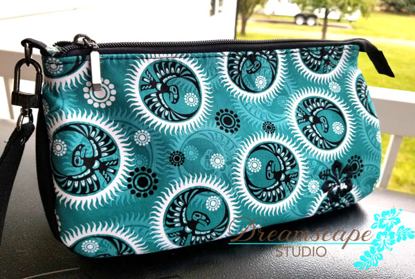 Teal and black V Pouch - Andrie Designs