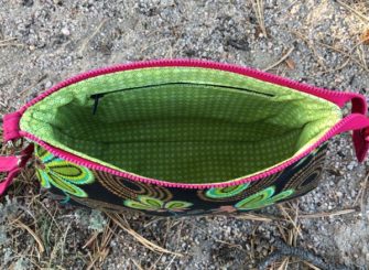 Inside the textured floral V Pouch - Andrie Designs