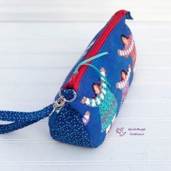 Open end of the Alaskan-themed V Pouch - Andrie Designs