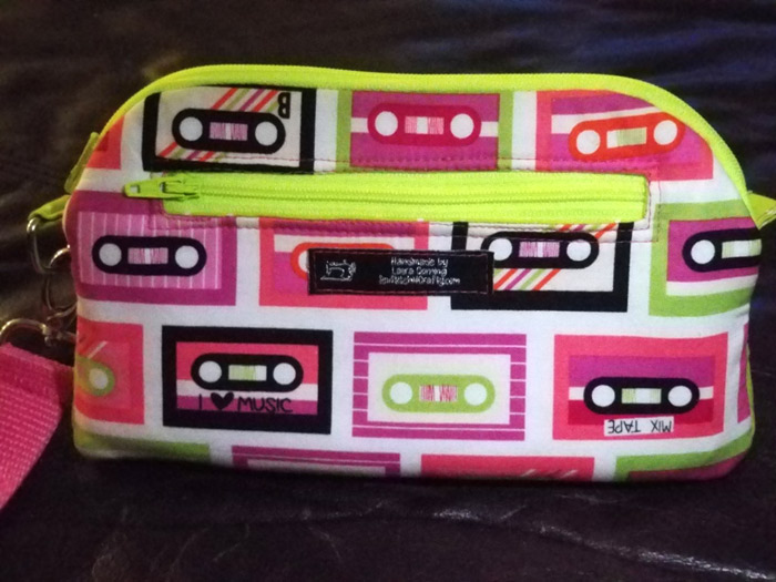 Back view of the retro cassette tapes Gemma Carryall Pouch - Andrie Designs