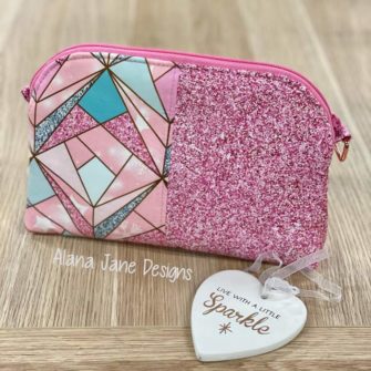 Pink and sparkly Gemma Carryall Pouch - Andrie Designs