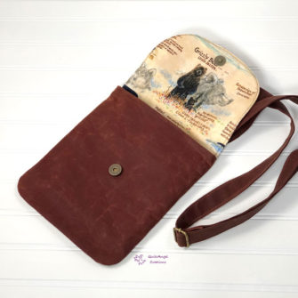 Open view of the nature-themed Polly Cross Body Pouch - Andrie Designs