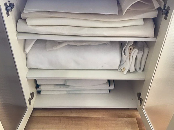Rosemarie's Cabinet storage inside - Storing Interfacing and Stabilisers - Andrie Designs