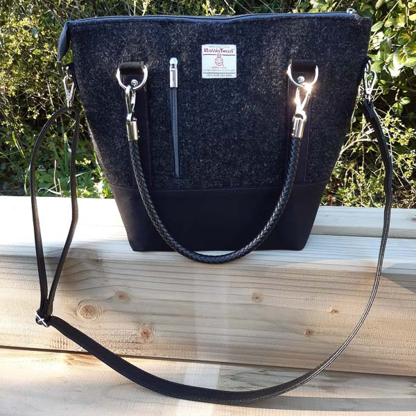 Back of Alisons Harris Tweed Classic Carryall Handbag - Customer Creations - Andrie Designs