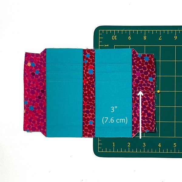 Measurement for magnetic snap placement - Layla Trifold Hack - Andrie Designs