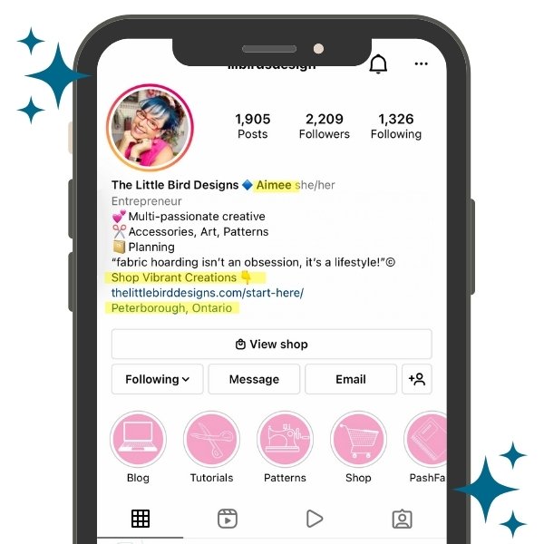 Instagram Profile - Instagram Tips for Bag Makers - Andrie Designs.jpeg