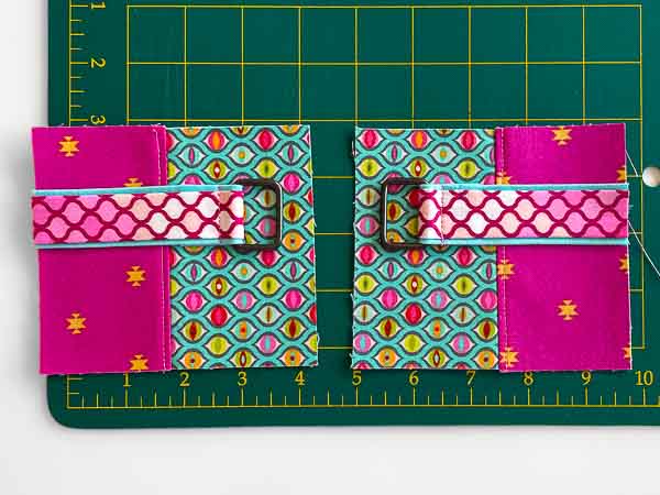 Connector taped to contrast pieces - Classic Clutch Contrast Hack - Andrie Designs