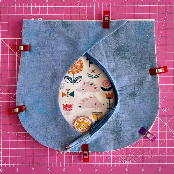 Side A fused in place and onto foam- Peekaboo Pocket Hack - Andrie Designs