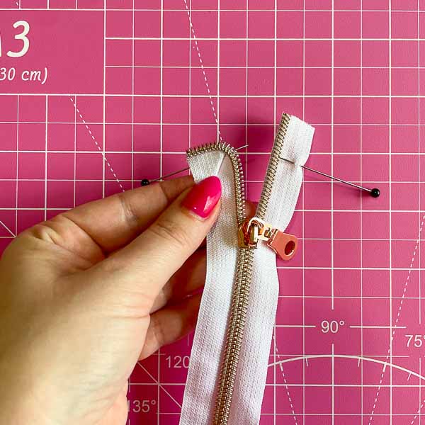 One zipper side folded - Sew Compleat Recessed Zipper - Andrie Designs
