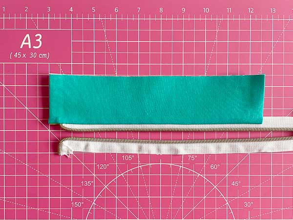 Panel folded back - Sew Compleat Recessed Zipper - Andrie Designs